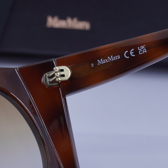 MaxMara ANNE MM0023 52F Geometric Sunglasses - Havana/Brown - Picture 7 of 11